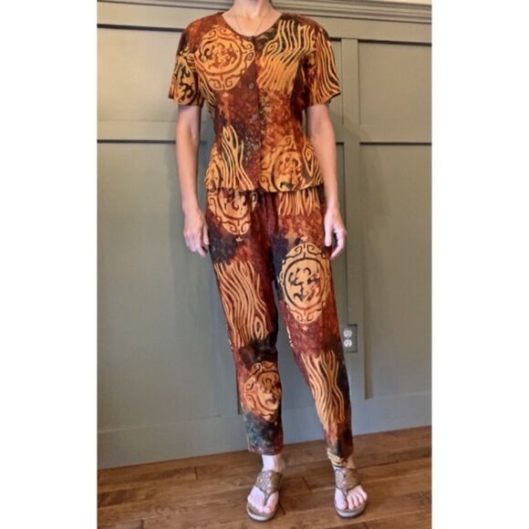SILVER Moon Creations Maui, Hawaii Hawaiian Printed Shirt & Pants Set Size S/XS - Picture 4 of 16